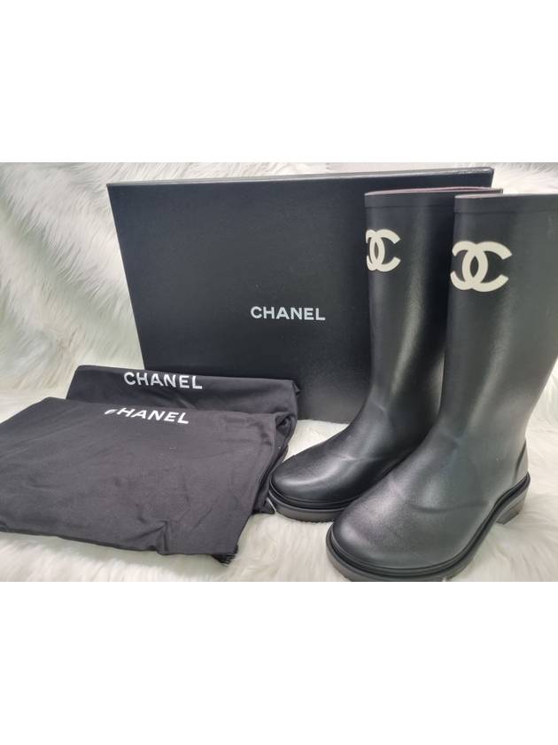CC Logo Caoutchouc Rain Boots Black Chanel