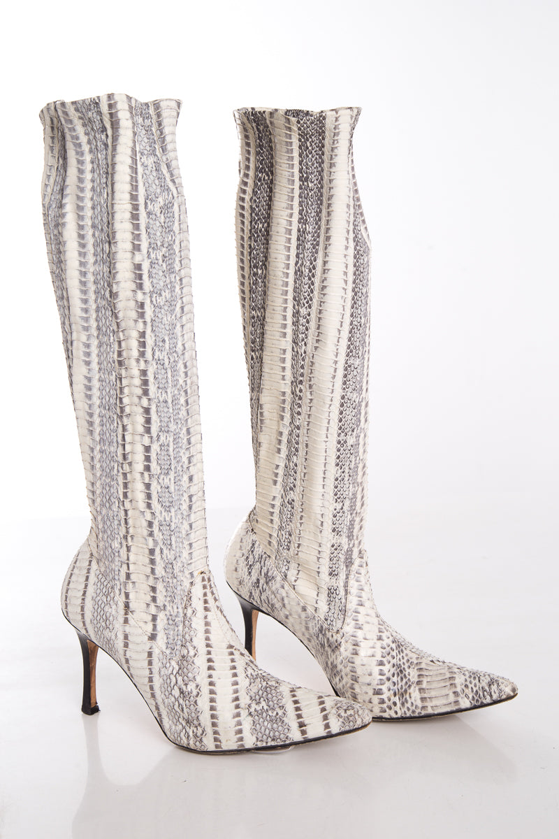 Manolo Blahnik Snakeskin Boots SZ 38.5