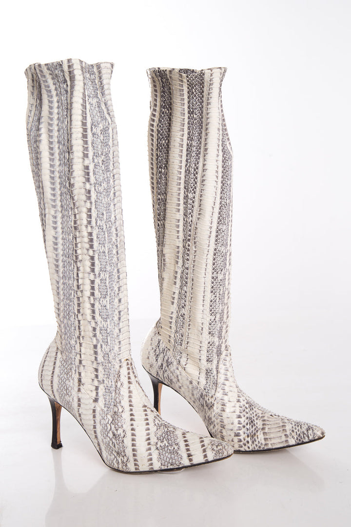 Manolo Blahnik Snakeskin Boots SZ 38.5