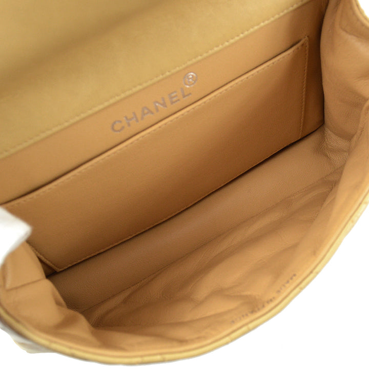 Top Quality Chanel Beige Lambskin Double Sided Classic Flap Shoulder Bag