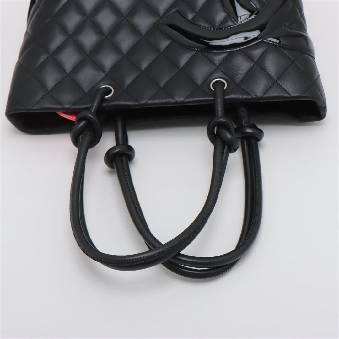 Top Quality Chanel Combon Line Patent Leather   Handbag Black Silver G