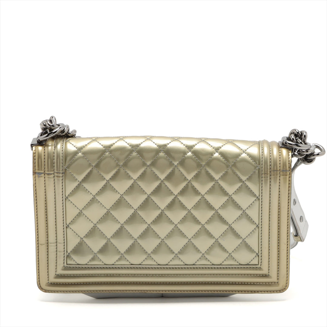 Top Quality Chanel Boy Top Quality Chanel 25 Patent Leather Chain Shoulder Bag G x Silver Silver  17 A67086