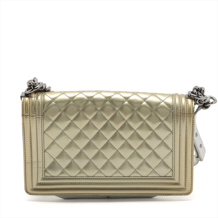 Top Quality Chanel Boy Top Quality Chanel 25 Patent Leather Chain Shoulder Bag G x Silver Silver  17 A67086