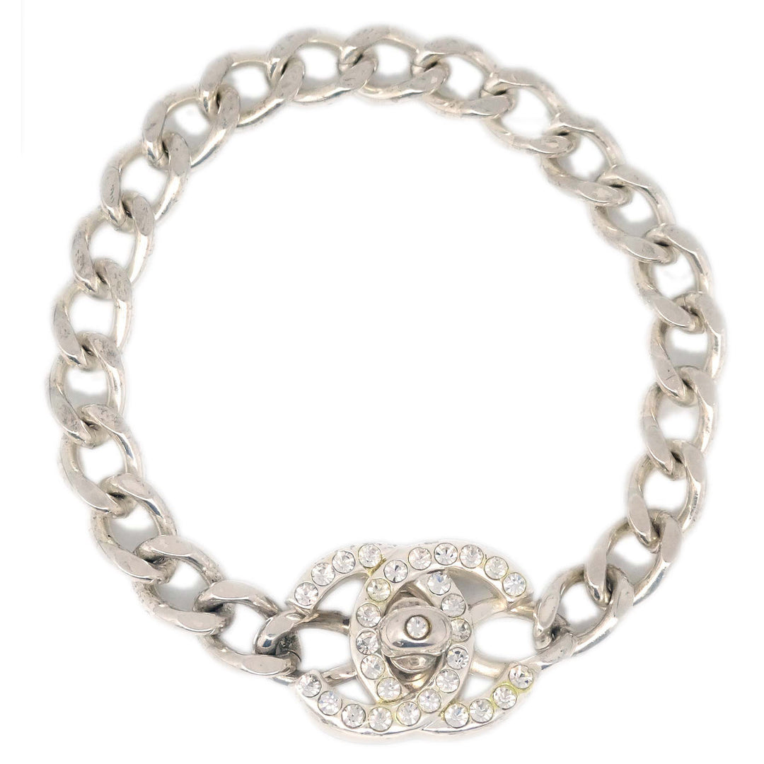 Top Quality Chanel Turnlock Chain Bracelet Silver Rhinestone 96A