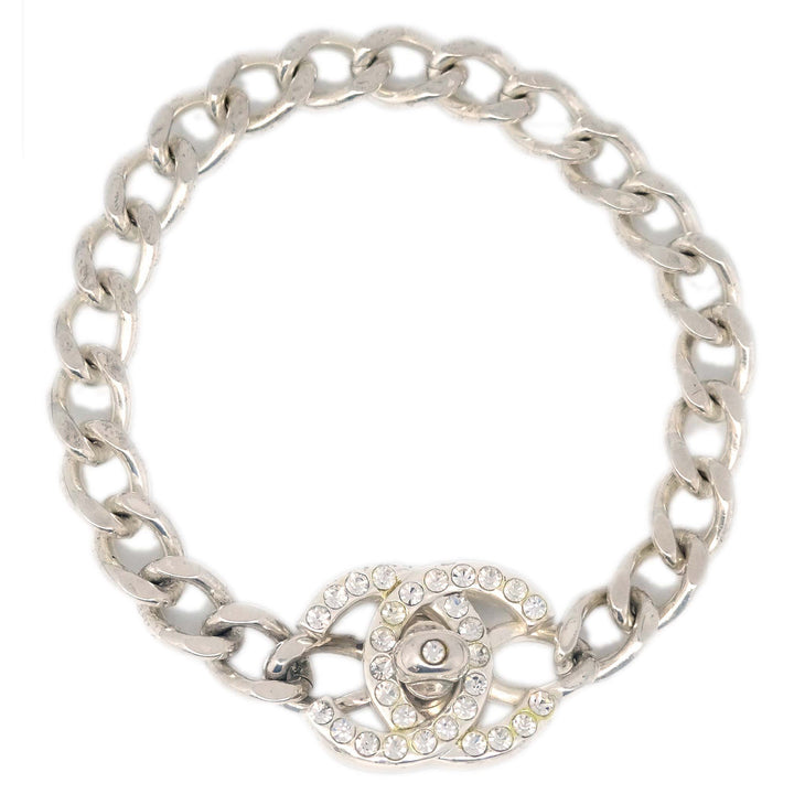 Top Quality Chanel Turnlock Chain Bracelet Silver Rhinestone 96A