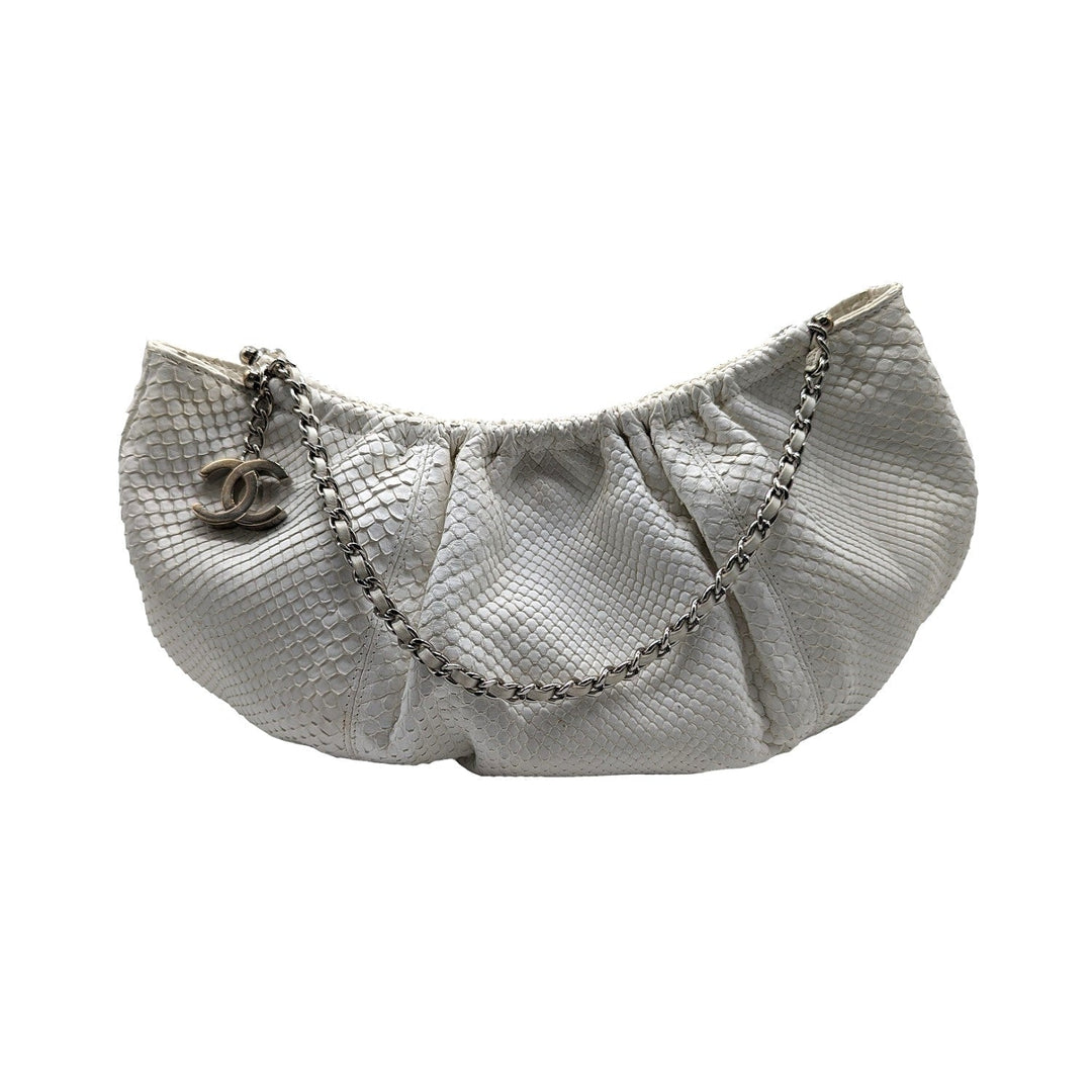Top Quality Chanel Vintage White Python CC Chain Hobo Bag