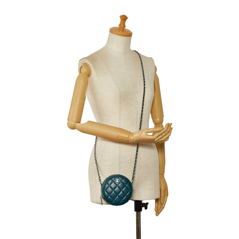 Top Quality Chanel Matrases Cocomark  Chain Shoulder Bag Portfolio Green Leather  CHANEL