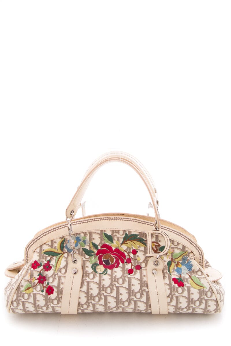 Top quality Dior Cream Monogram Canvas Trotteur Bowling Handbag