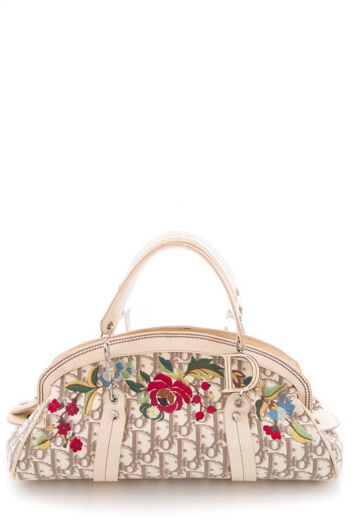 Top quality Dior Cream Monogram Canvas Trotteur Bowling Handbag