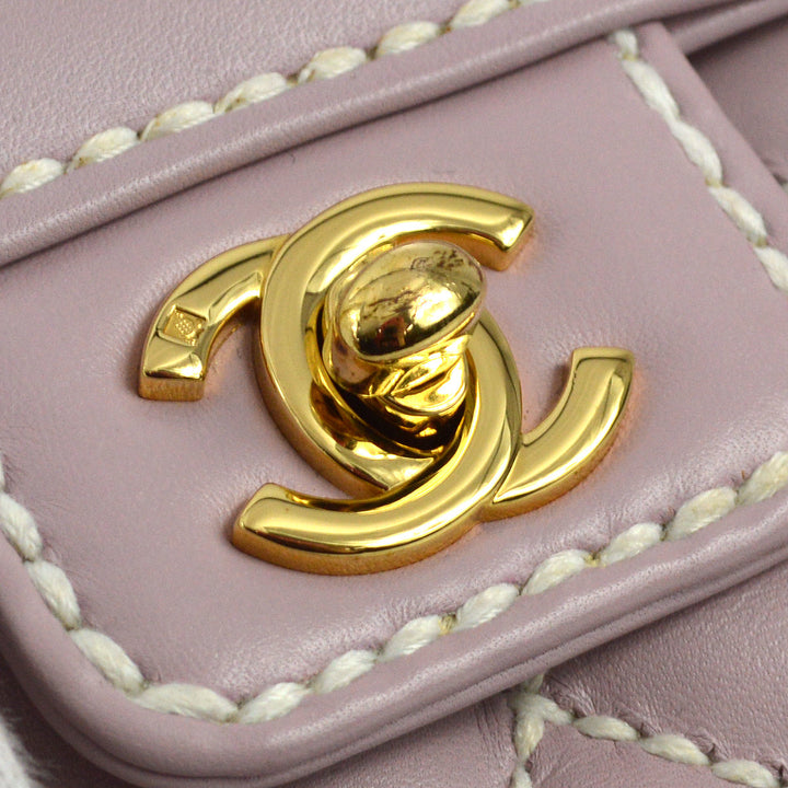 Top Quality Chanel 2004-2005 Purple Calfskin Wild Stitch Handbag