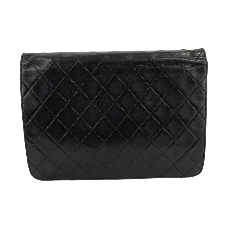 Chanel - VTG CC Logo Old Medium Black Matelasse Quilted Shoulder Bag