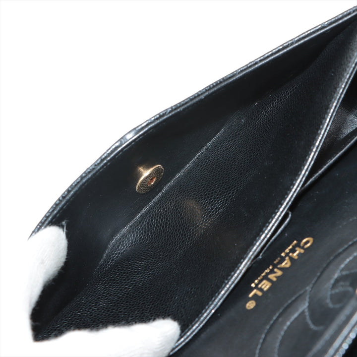 Top Quality Chanel Matrasse 25 Caviar S Double Flap Double Chain Bag Black Silver  8th A01112