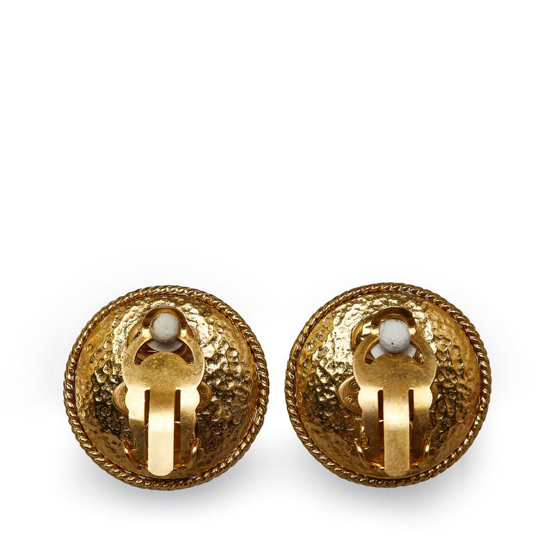 Top Quality Chanel Vintage Logo Round Fake Pearl Earrings Gold  Ladies Chanel