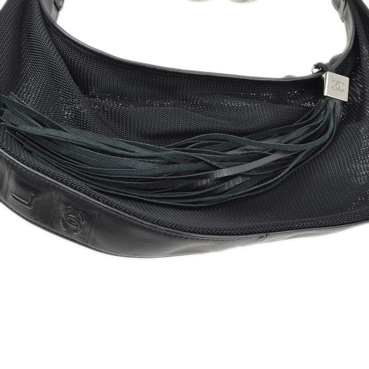 Top Quality Chanel Black Canvas Fringe Mesh Shoulder Bag