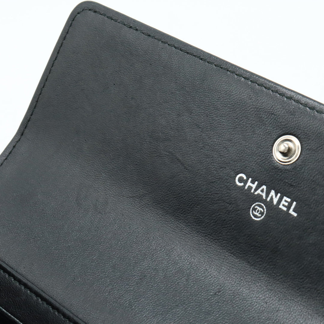 Top Quality Chanel Top Quality Chanel BOY Top Quality Chanel MATRASSES COCOMARK 2 Foldable Wallet 2 Foldable Wallet Leather Black Black Silver Gold  A80286