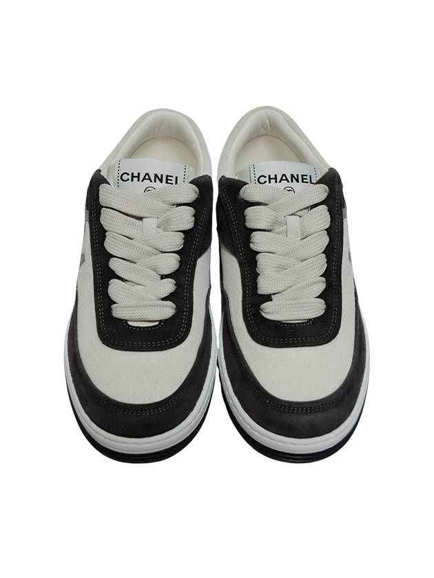 CC Logo Suede Kidskin Low Top Sneakers Black Chanel