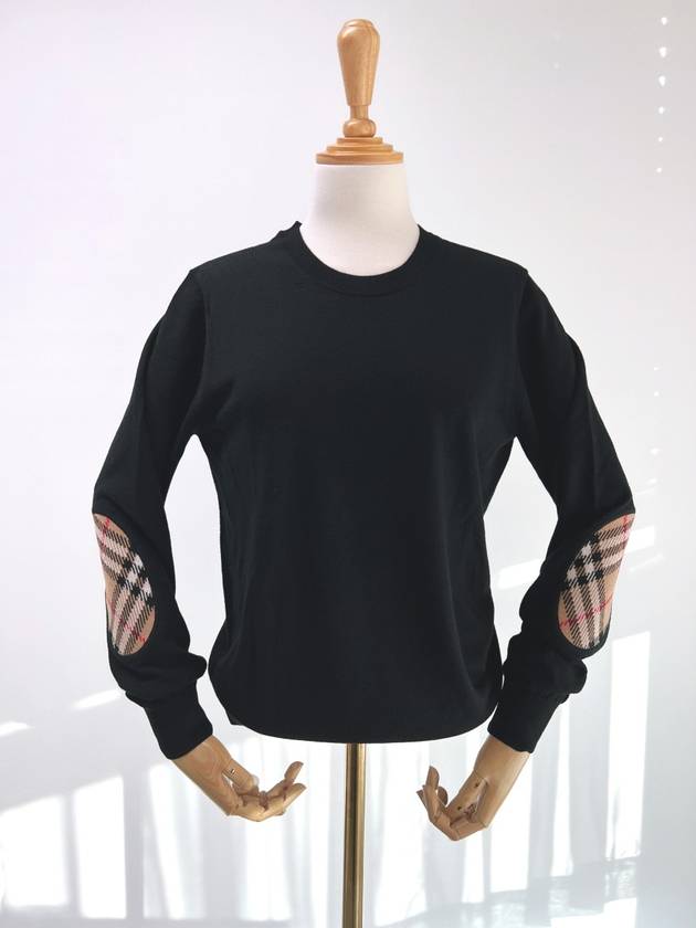 Burberry Check Patch Merino Wool Knit Top Black