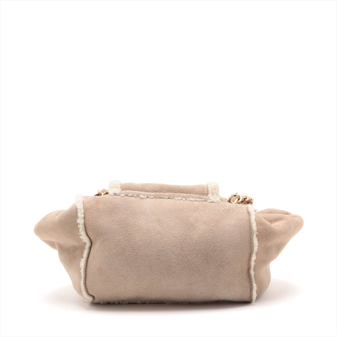 Top Quality Chanel Coco Mouton Chain Shoulder Bag Beige Gold  7th