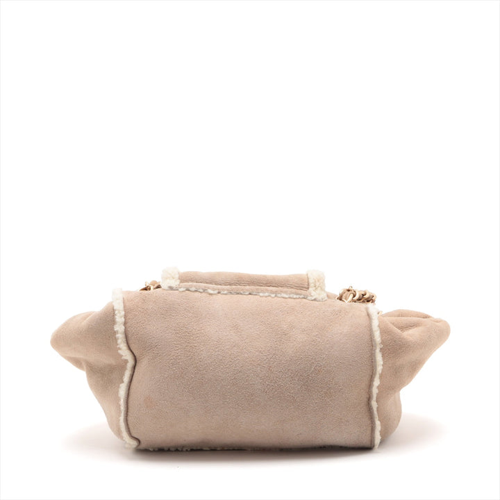 Top Quality Chanel Coco Mouton Chain Shoulder Bag Beige Gold  7th