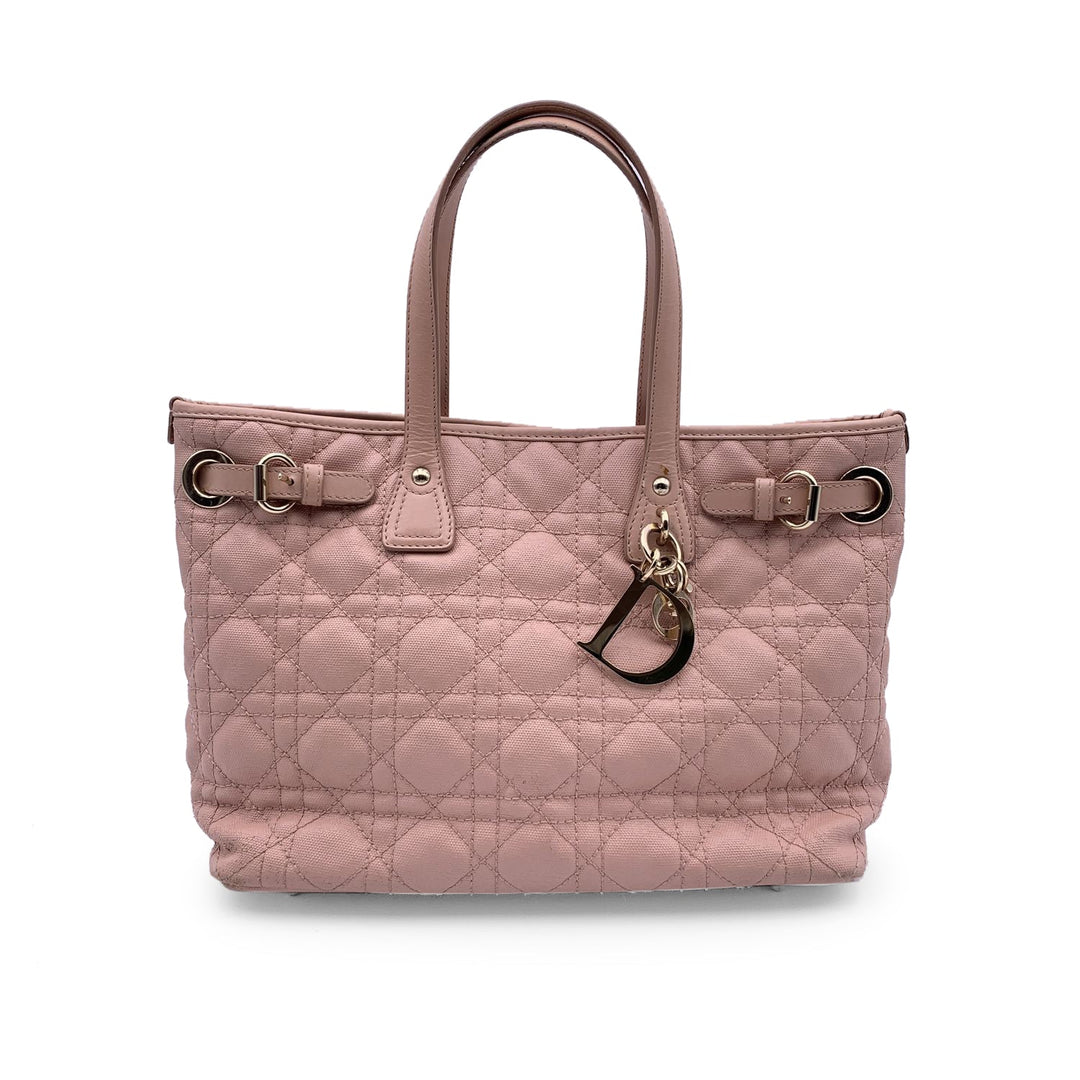 CHRISTIAN Top quality Dior Pink Cannage Canvas Panarea Tote Bag