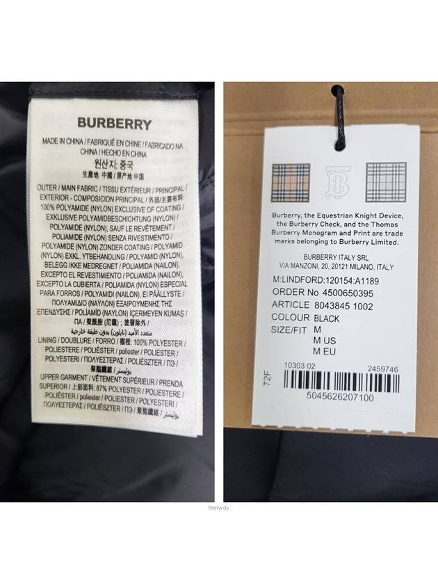 Burberry Logo Applique Nylon Puffer Coat Black