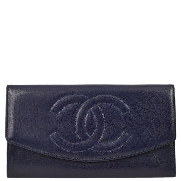 Top Quality Chanel 1991-1994 Navy Lambskin Timeless Wallet