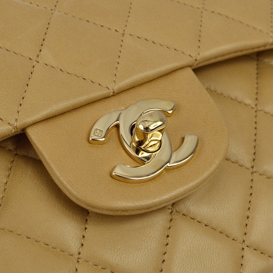 Top Quality Chanel 2000-2001 Beige Lambskin Small Classic Double Flap Shoulder Bag