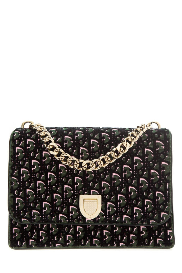 Top quality Diorama Green & Pink Velvet Oblique Handbag