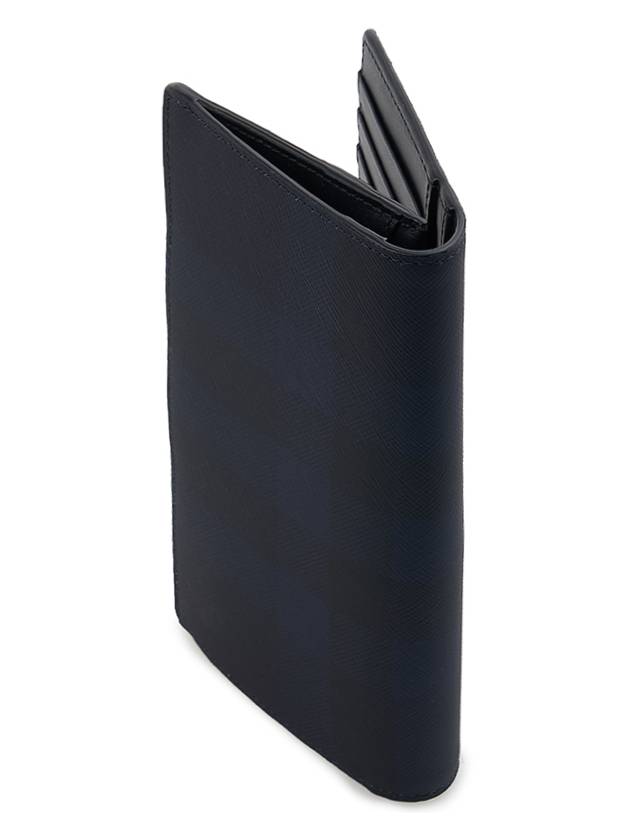 Burberry Coated Canvas Check Motif Long Wallet Navy