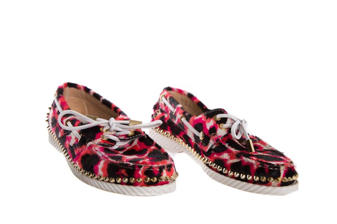 Christian Louboutin Pink Steckel Leopard Print Loafers SZ 37