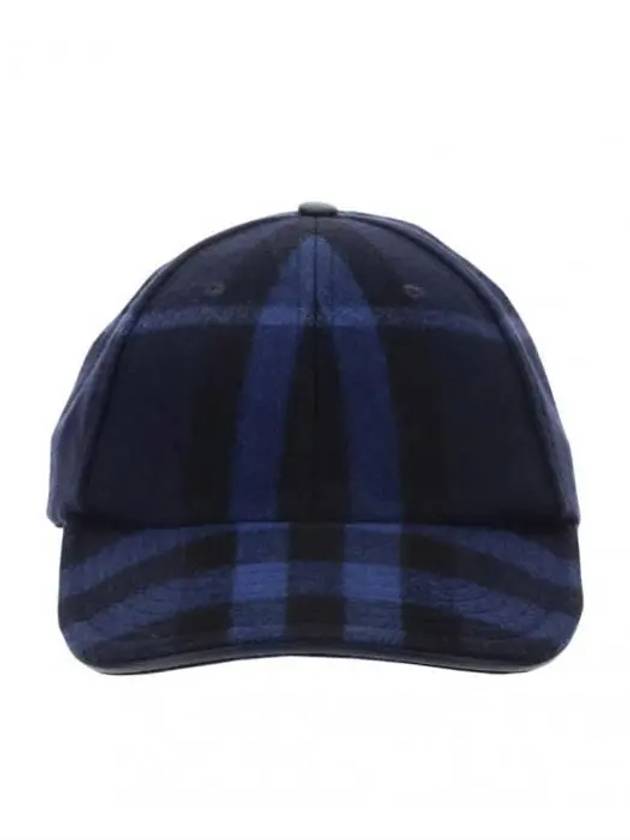 Burberry Check Pattern Wool Ball Cap Blue