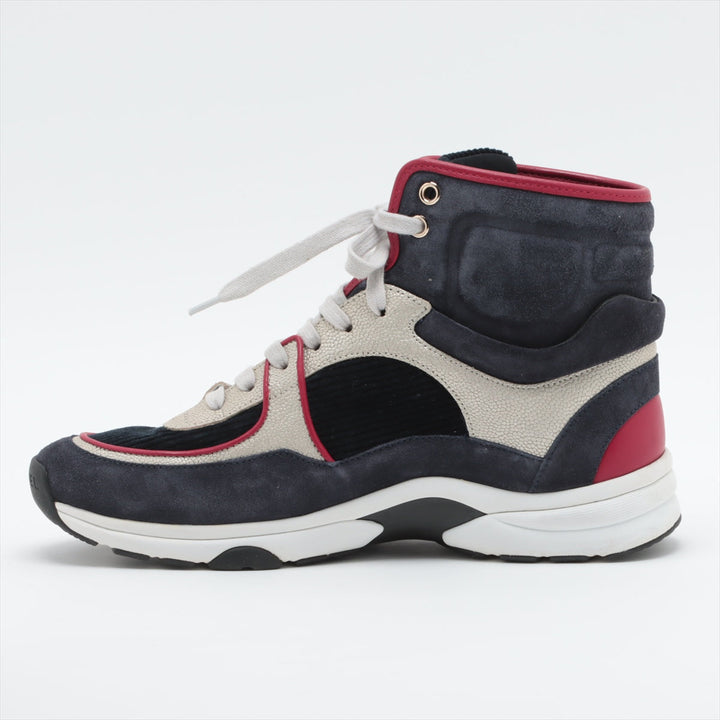 Top Quality Chanel Coco Leather High-Cut Sneaker 37 1/2  Multicolor G34053