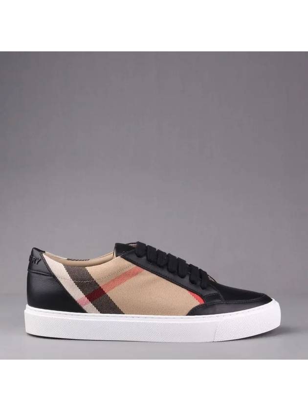 Burberry House Check Panel Leather Low Top Sneakers Black