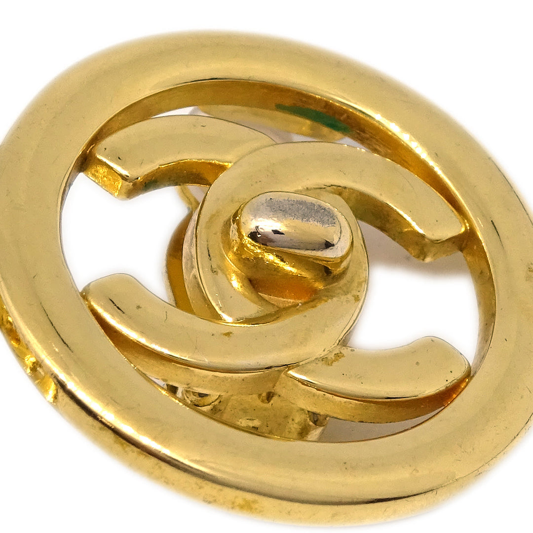 Top Quality Chanel Turnlock Button Earrings Gold Clip-On 97P
