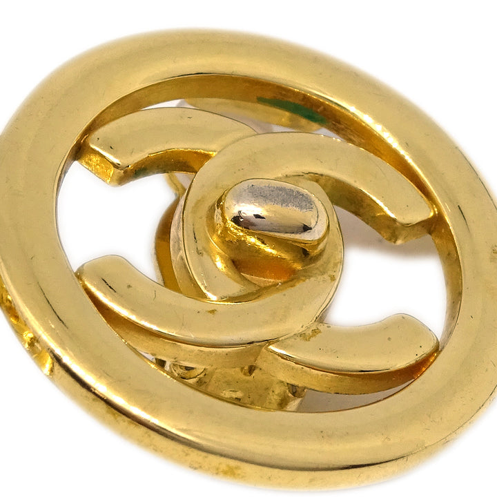 Top Quality Chanel Turnlock Button Earrings Gold Clip-On 97P