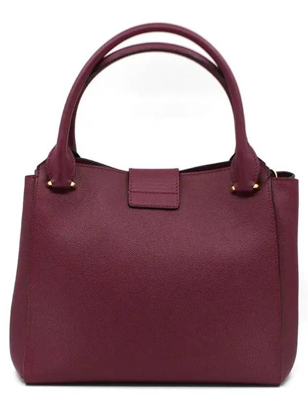 Burberry Grainy Leather Buckle Medium Tote Bag Purple