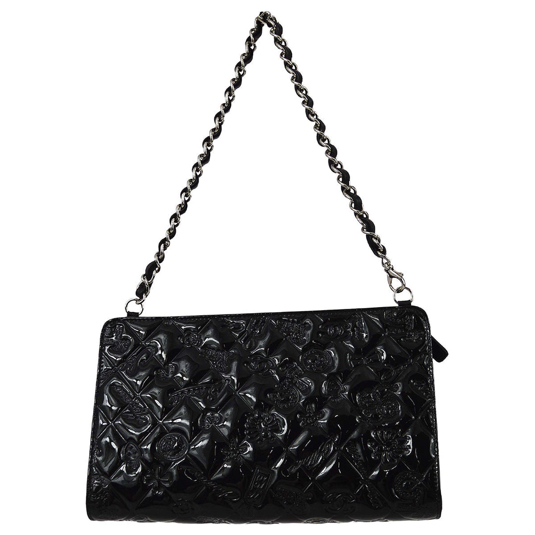 Top Quality Chanel * 2009-2010 Black Patent Leather Icon Handbag