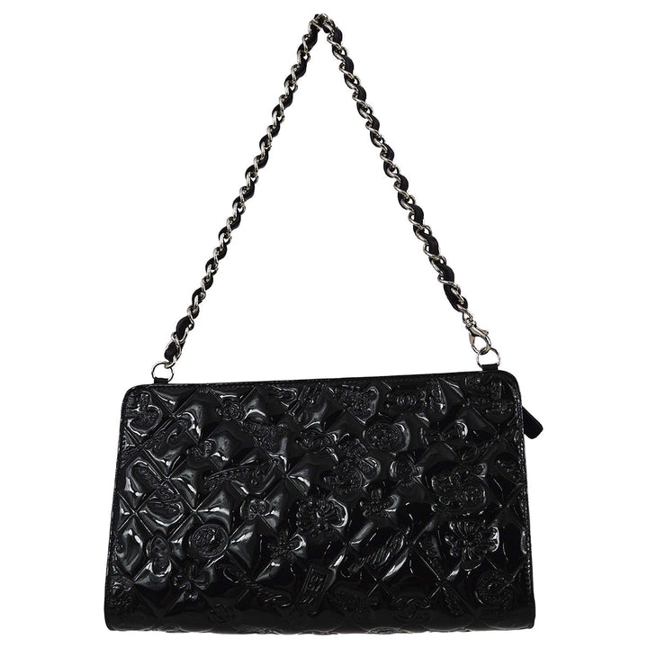 Top Quality Chanel * 2009-2010 Black Patent Leather Icon Handbag