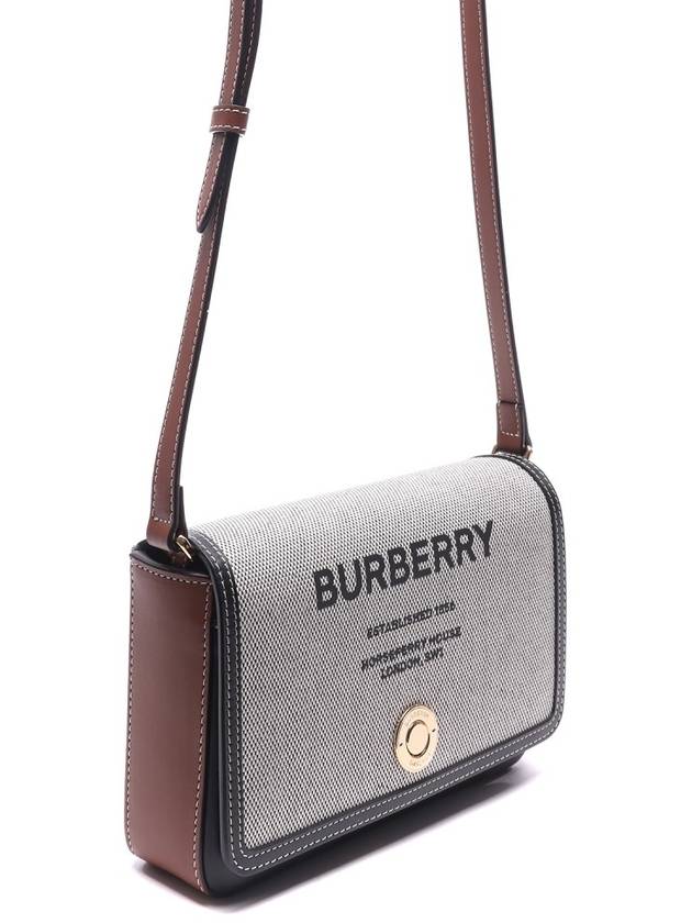 Burberry Horseferry Print Cotton Canvas Leather Cross Bag Black