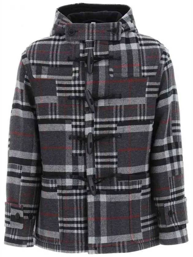 Burberry Checked Duffel Coat Grey