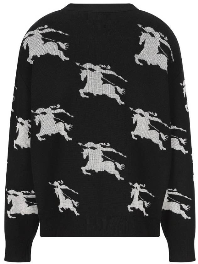 Burberry Cotton EKD Intarsia Knit Cardigan Black White