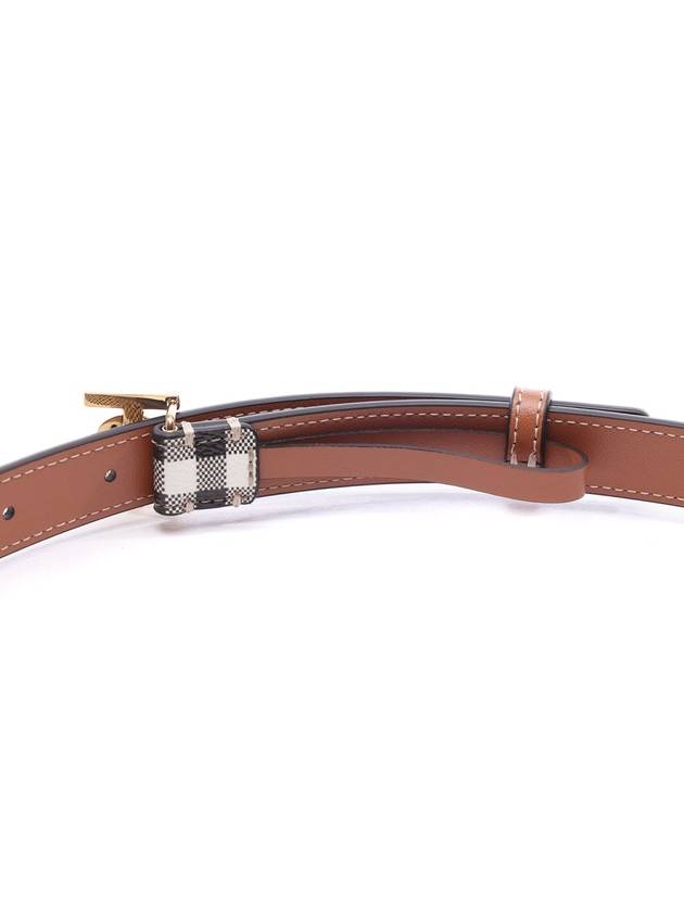 Burberry Logo Check Leather Belt Archive Beige Briar Brown