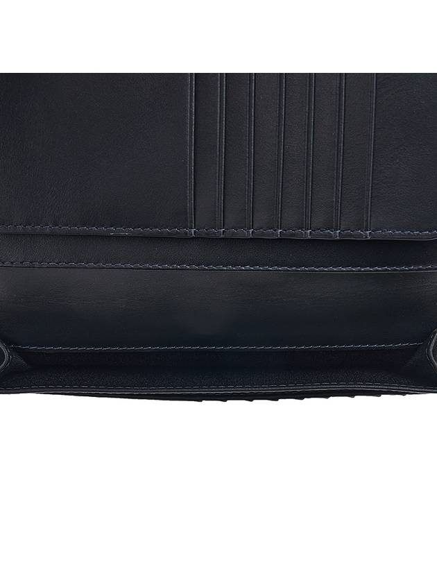 Burberry Logo Checked Leather Long Wallet Charcoal
