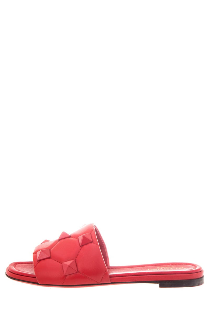 Valentino Red Leather Rockstud Slides SZ 35