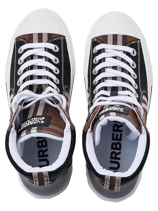 Burberry Vintage Check Cotton Neoprene High Top Sneakers Dark Birch Brown