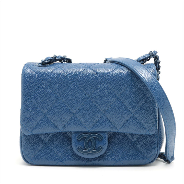 Top Quality Chanel Matrasse Caviar S Chain Shoulder Bag Blue Silver Gold  29th
