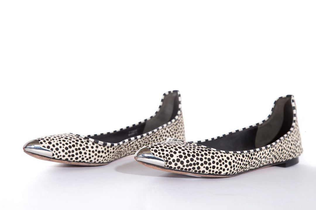 Brian Atwood Black & White Polka Dot Pointed-Toe Flats SZ 7.5