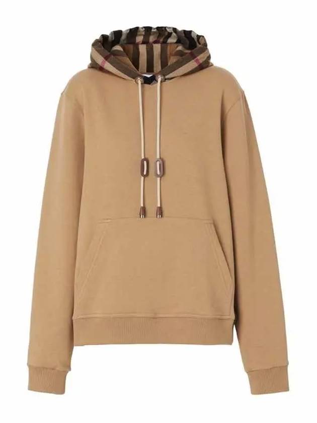 Burberry Check Cotton Oversized Hoodie Camel