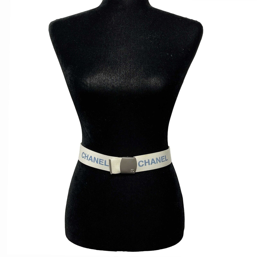 Chanel - Vintage 99S 1999 Logo Adjustable Nylon Web - White - XS/S - Belt