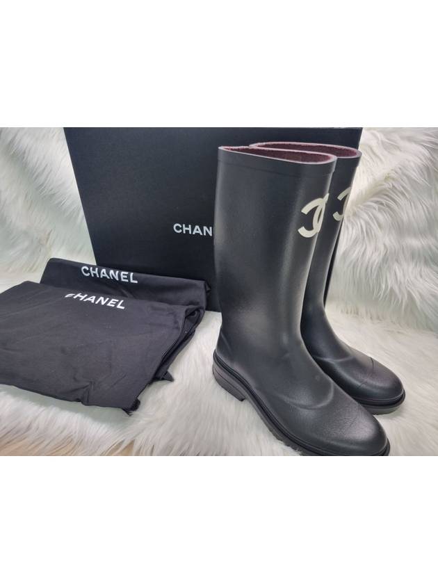 CC Logo Caoutchouc Rain Boots Black Chanel
